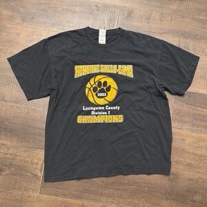 Vintage 2003 Gildan XL Honeoye Falls Lima Basketball Champions T Shirt Black